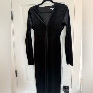 Good American Midnight Velvet Dress long sleeve